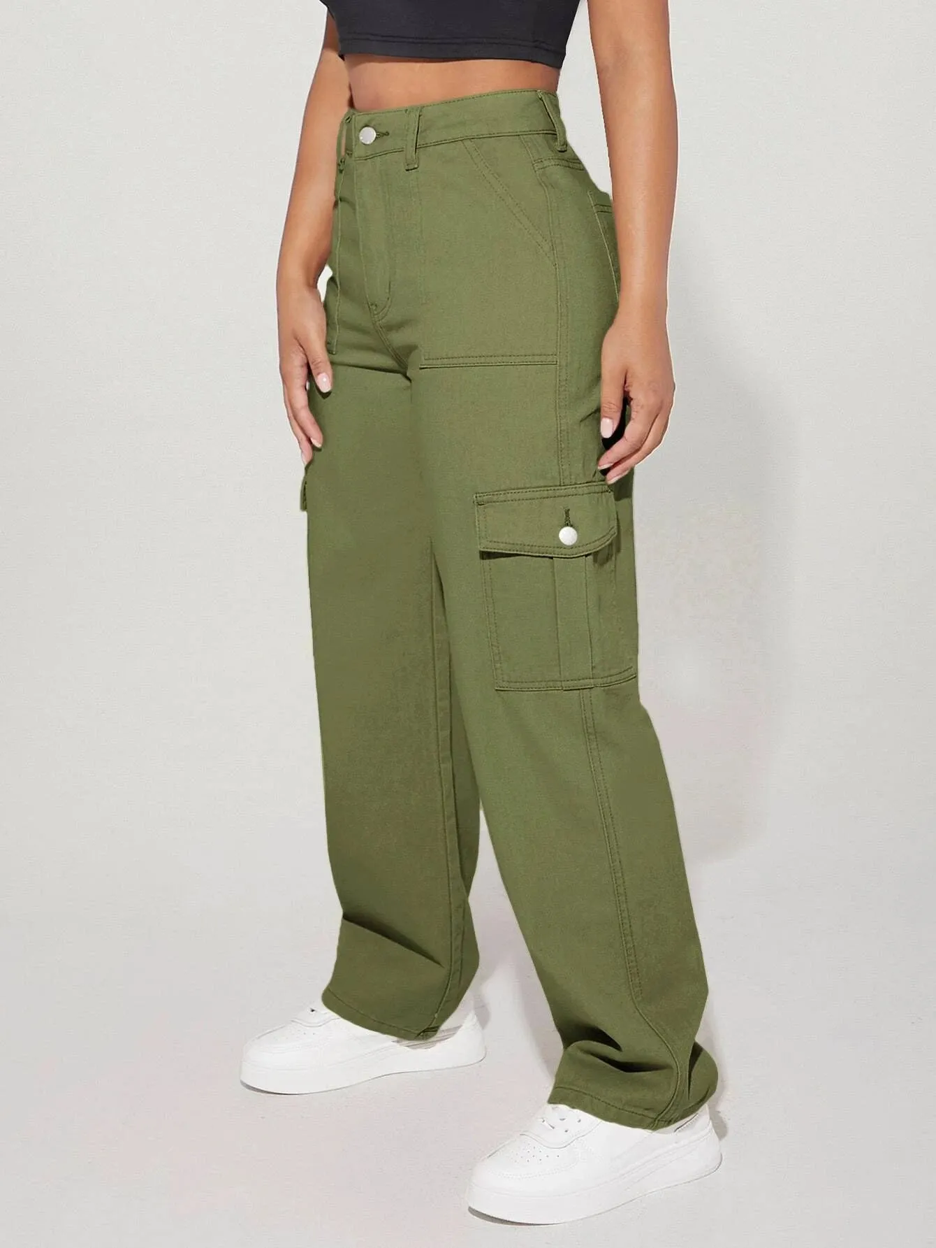 High Waist Straight Leg Cargo Pants