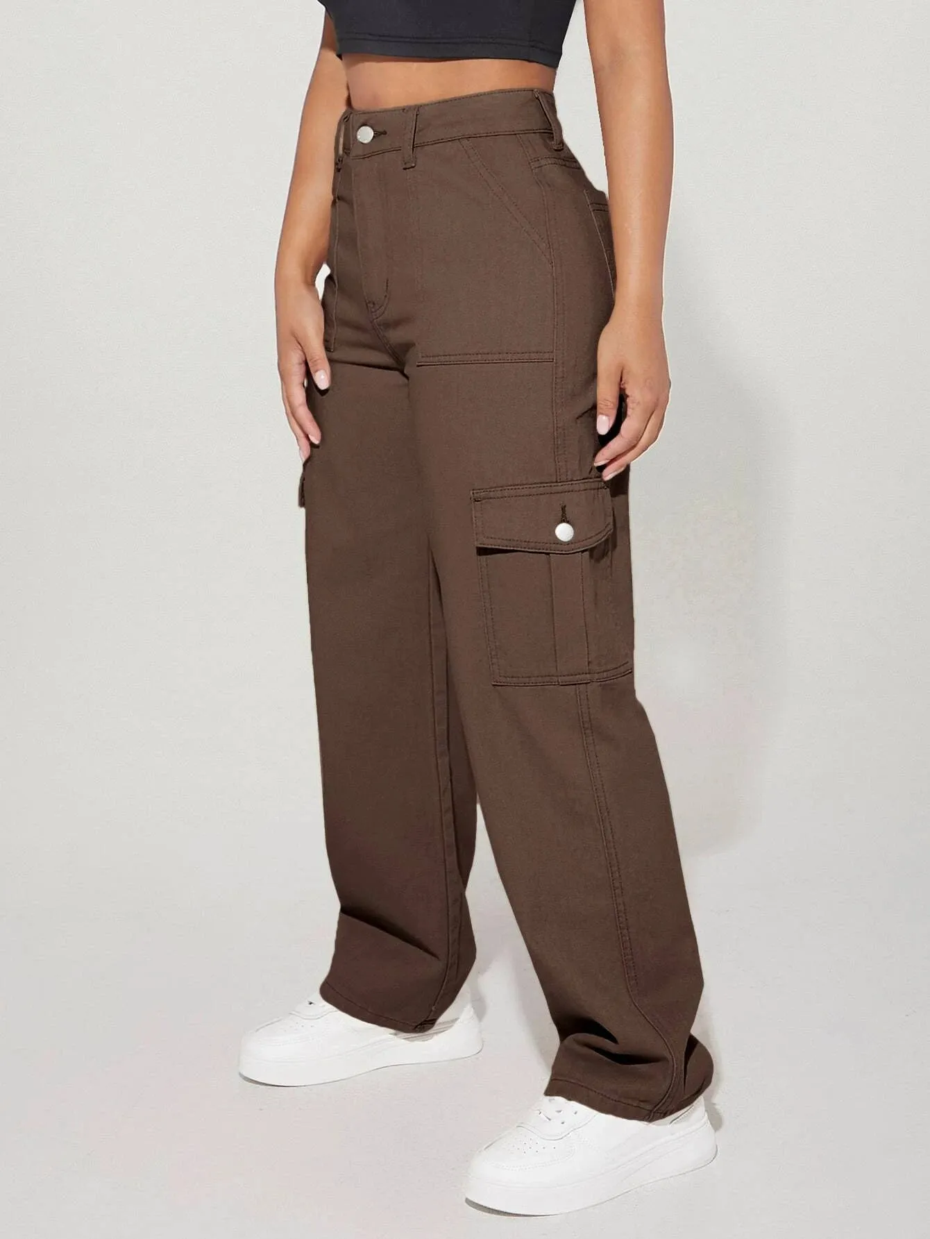 High Waist Straight Leg Cargo Pants