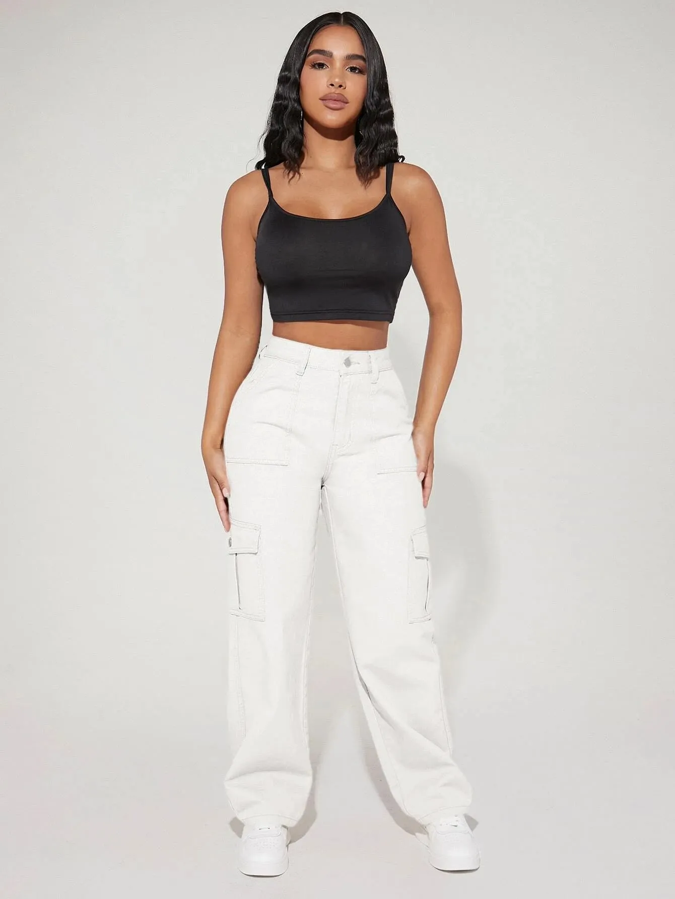 High Waist Straight Leg Cargo Pants