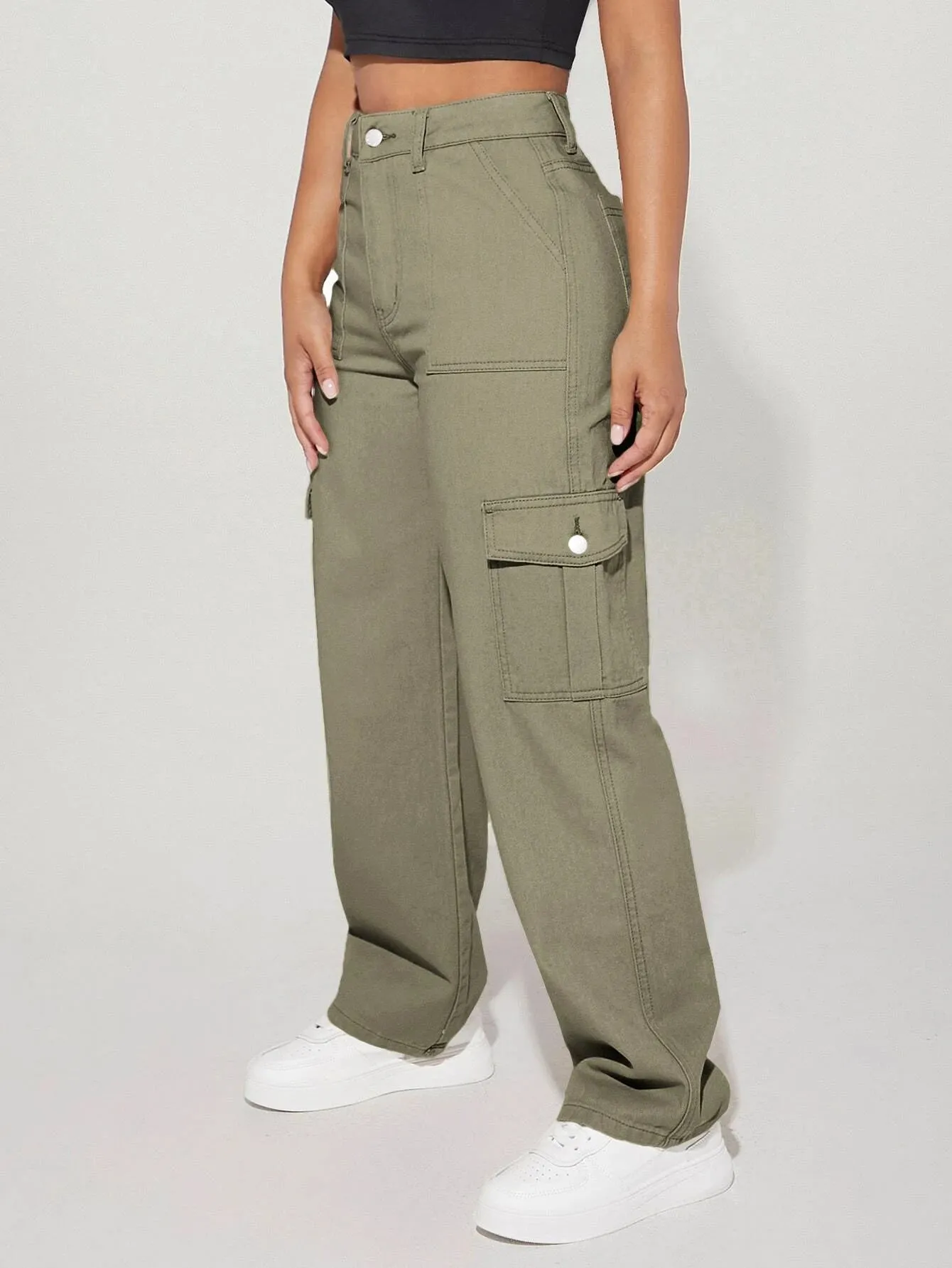 High Waist Straight Leg Cargo Pants