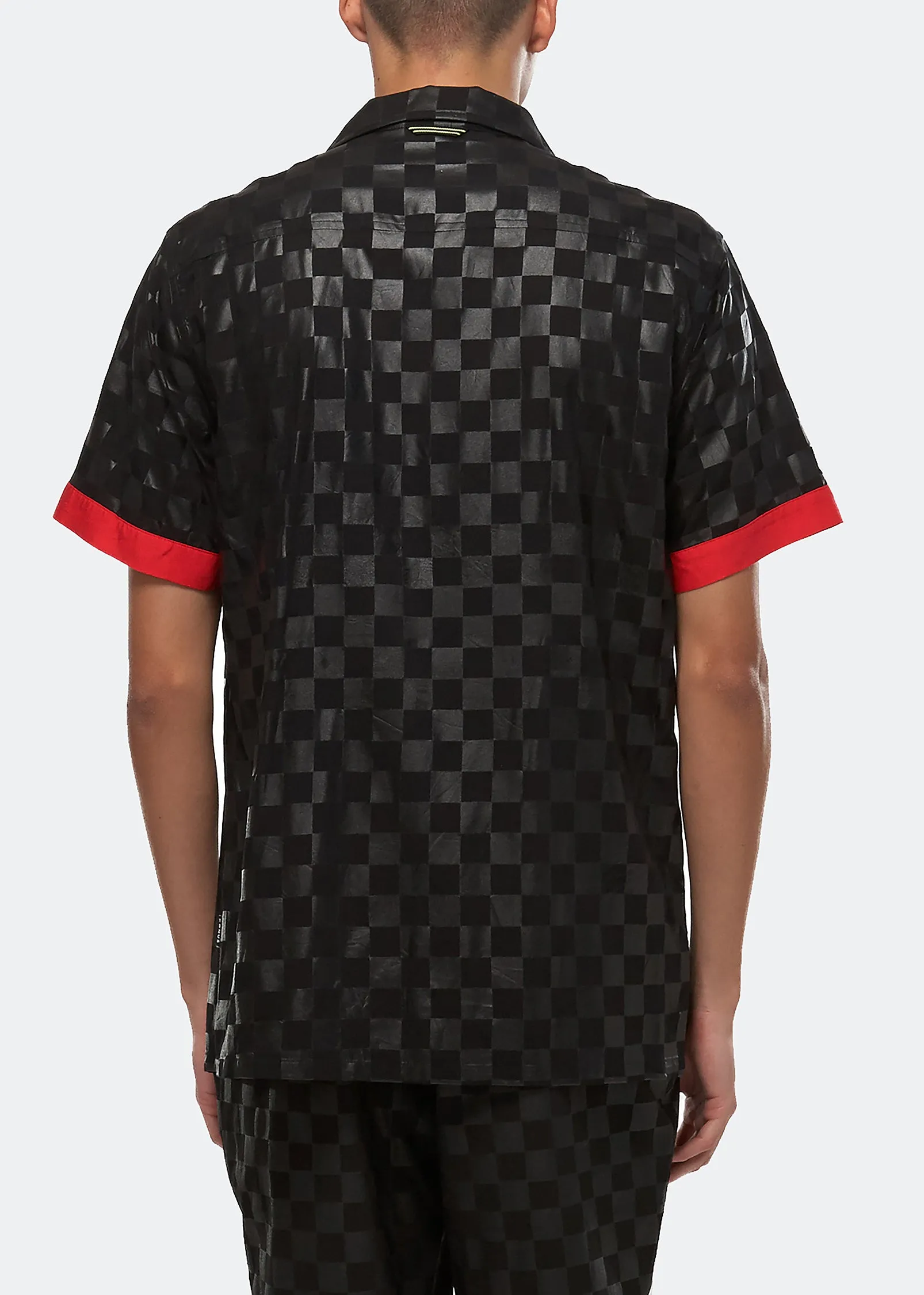 Konus Men's Tonal Checker Printed Shirt in Black