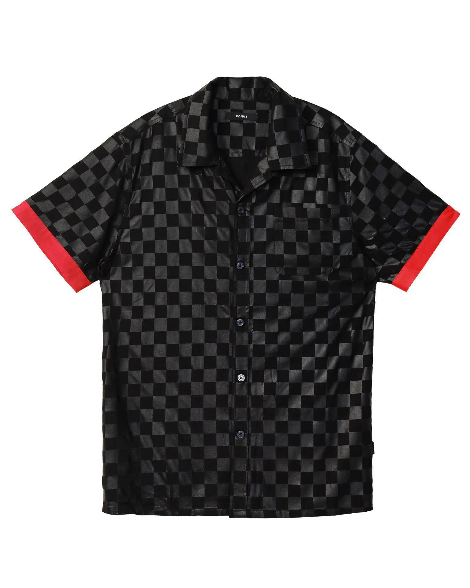 Konus Men's Tonal Checker Printed Shirt in Black