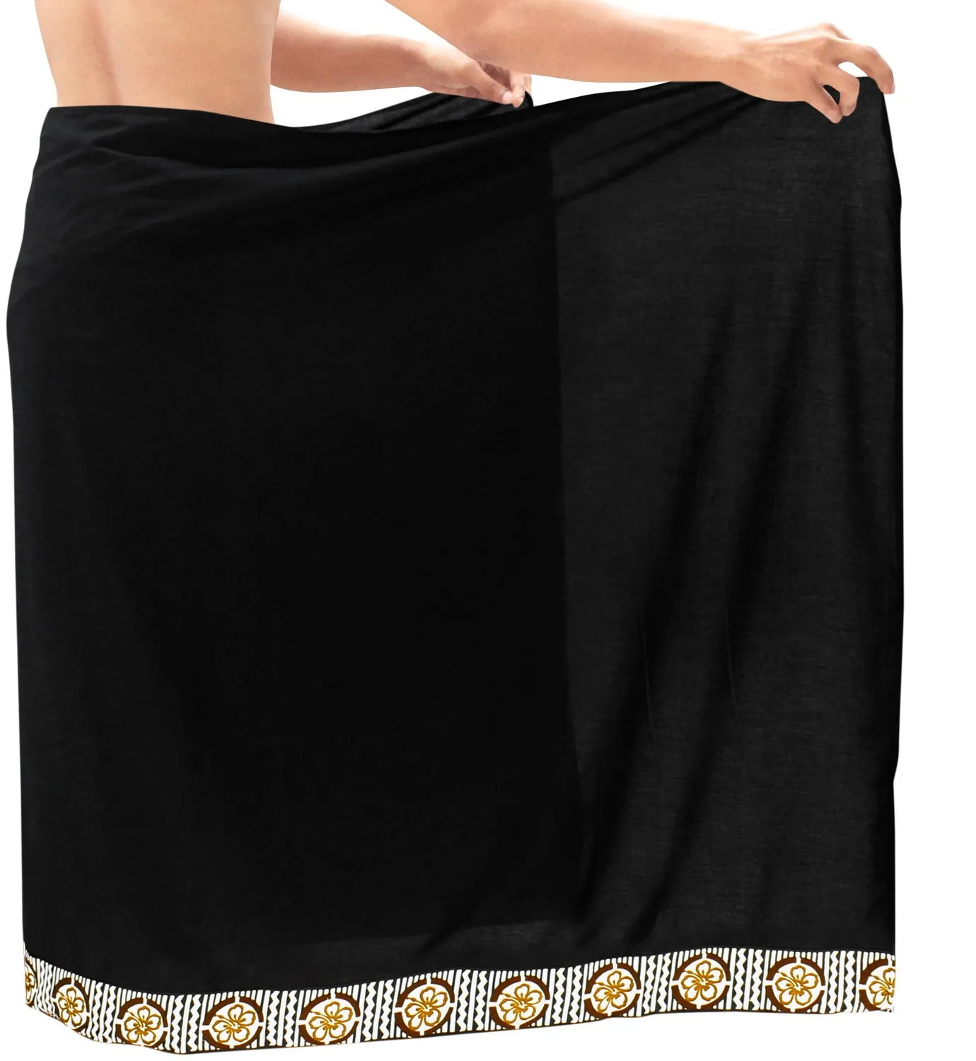 La Leela Men's Hawaiian Beach Wrap Sheer Sarong Swimming Bathing Suit Towel Beachwear Swim Pareo Cover up Long 72"X42"  Black 136818