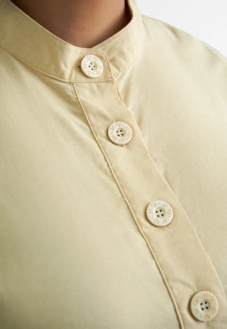Lilo Tropical Escape Mandarin Collar Button Blouse