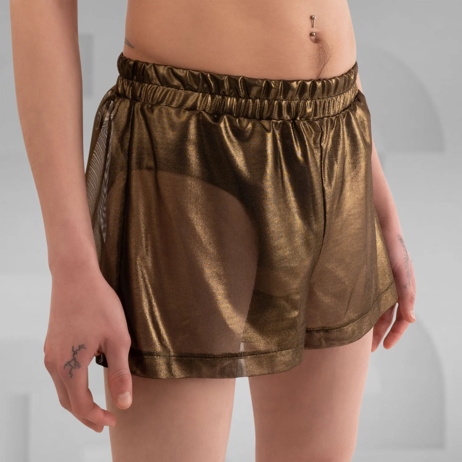 Metallic Mesh Shorts