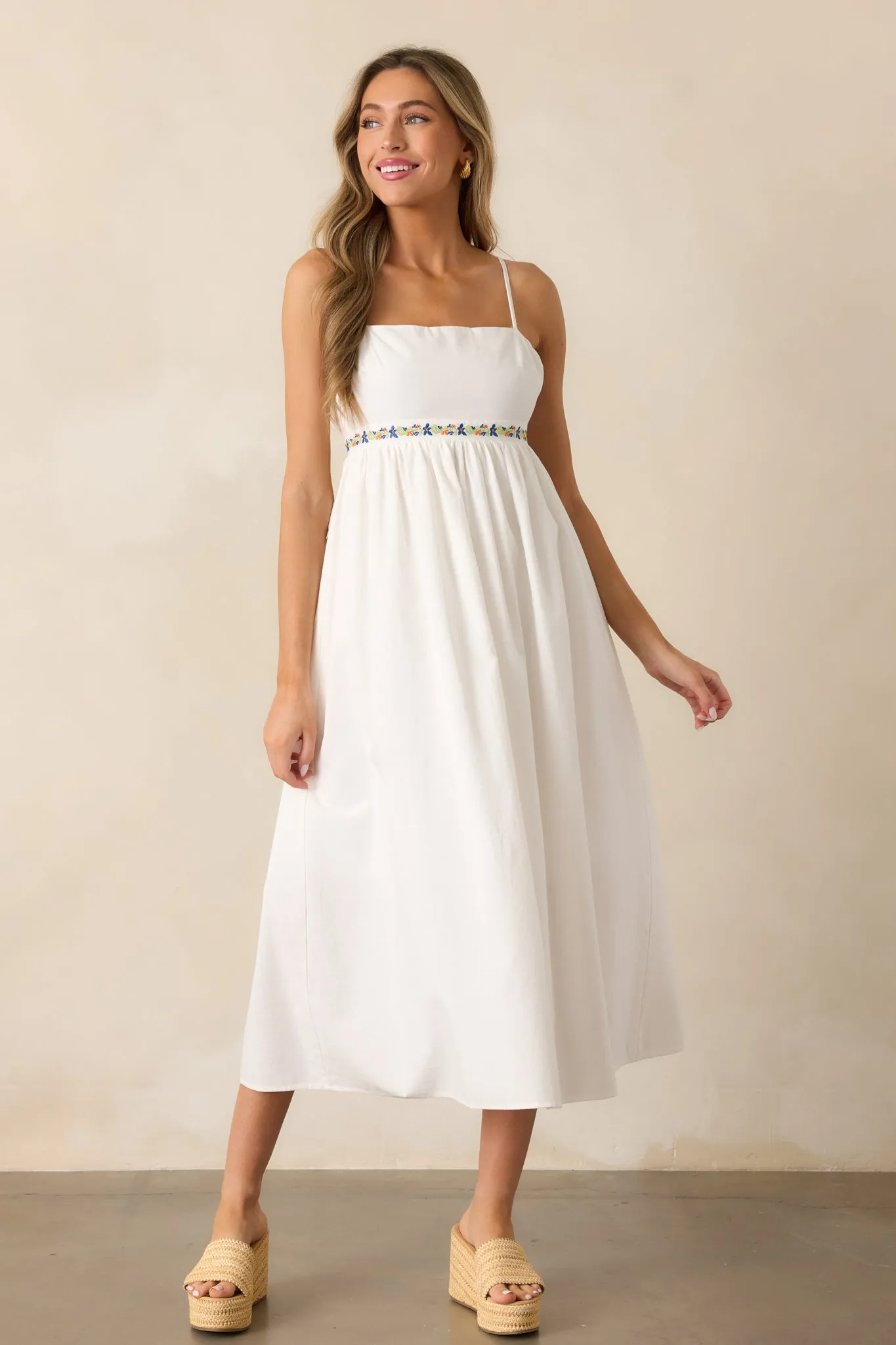 MINKPINK Elini Ivory Embroidered Midi Dress