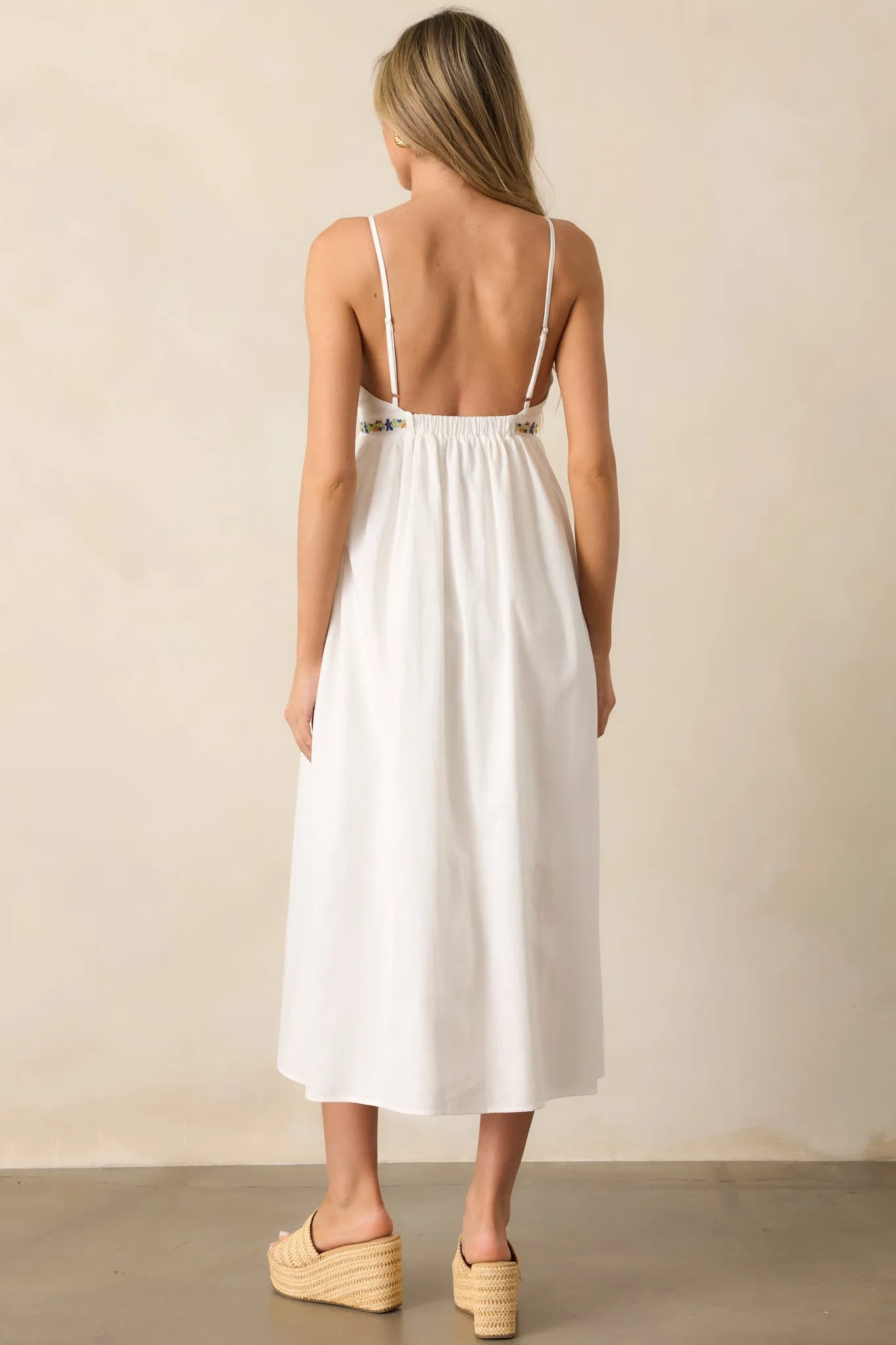 MINKPINK Elini Ivory Embroidered Midi Dress