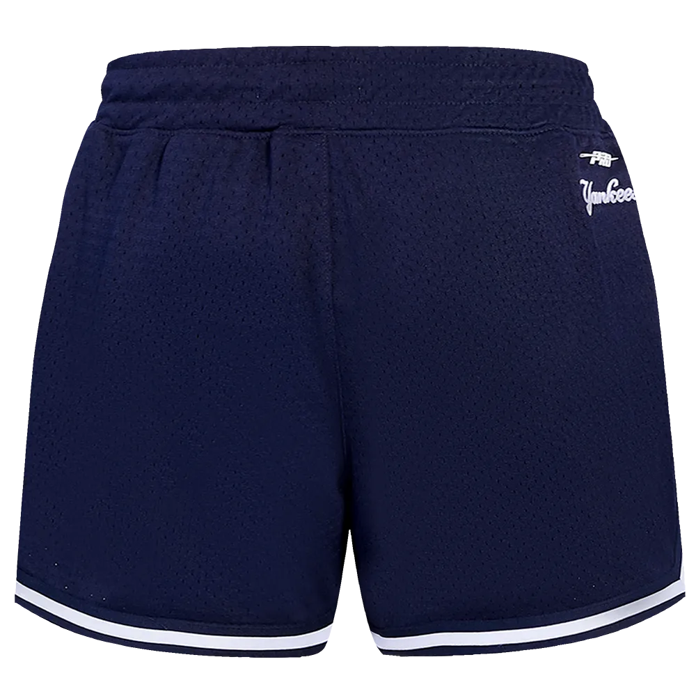 MLB NEW YORK YANKEES SCRIPT TAIL WOMEN'S MESH TAPE SHORT (MIDNIGHT NAVY)
