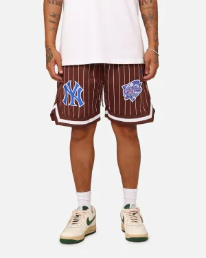 New Era New York Yankees Mesh Pinstripe Shorts Brown