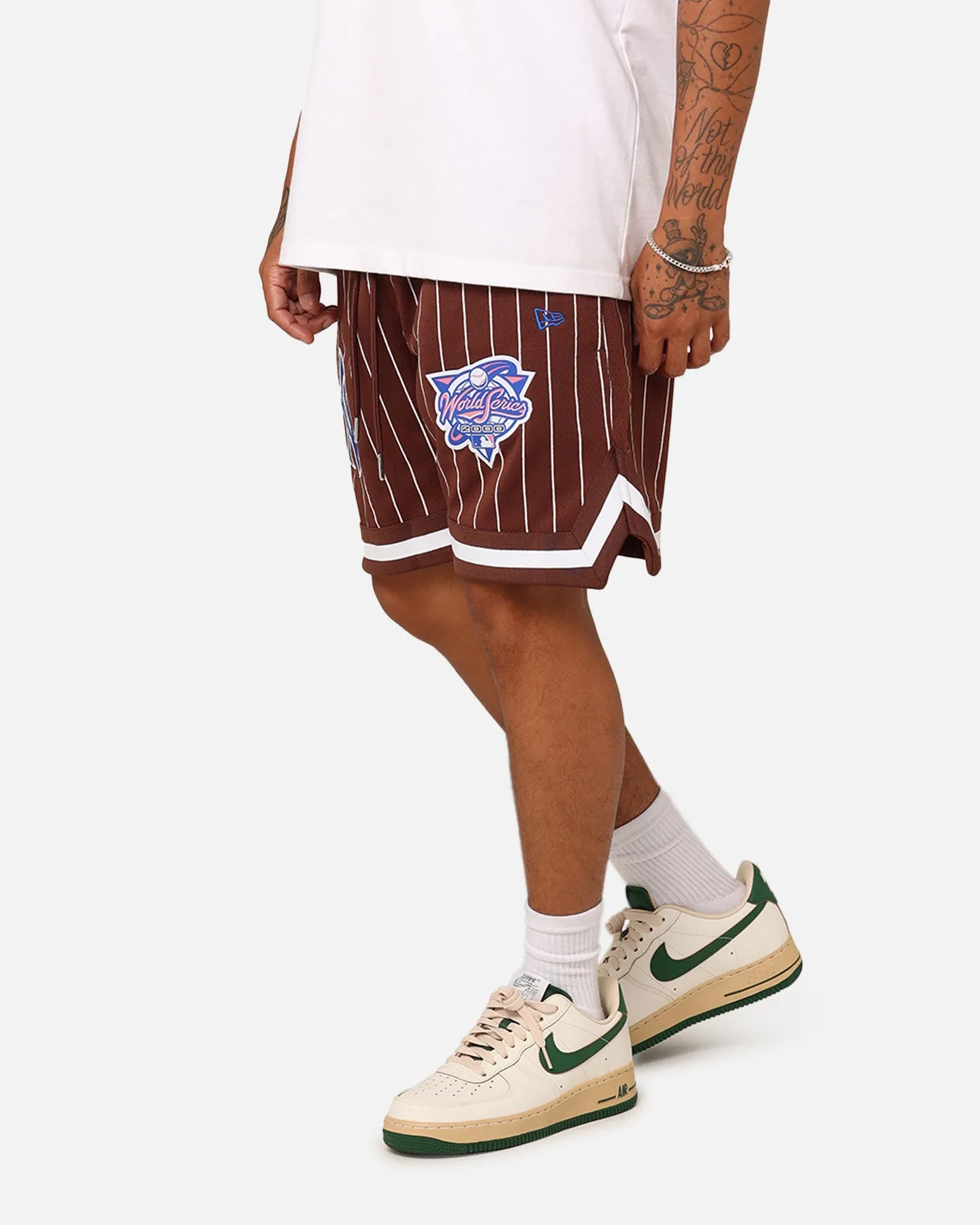 New Era New York Yankees Mesh Pinstripe Shorts Brown