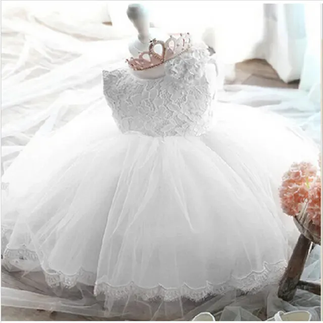 New Winter Baby Girl Dress 1 year Birthday Dress White Lace Baptism Vestido Infantil Bowknot Princess Dresses for Wedding Christmas Party