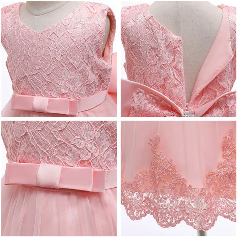 New Winter Baby Girl Dress 1 year Birthday Dress White Lace Baptism Vestido Infantil Bowknot Princess Dresses for Wedding Christmas Party
