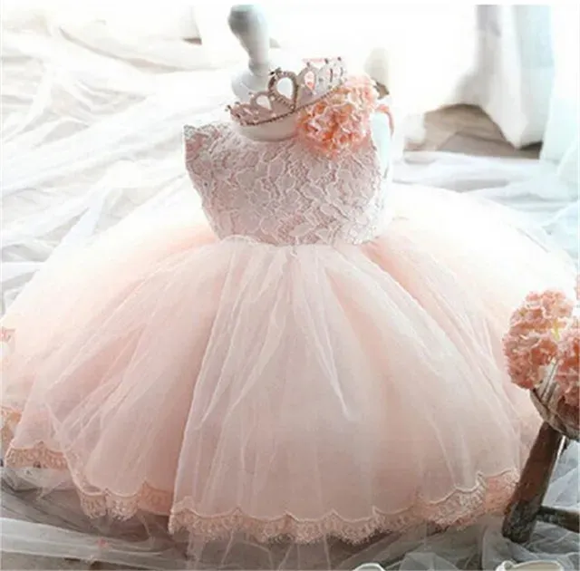 New Winter Baby Girl Dress 1 year Birthday Dress White Lace Baptism Vestido Infantil Bowknot Princess Dresses for Wedding Christmas Party