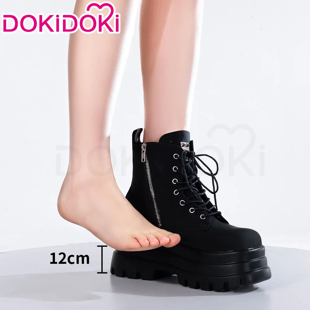 【Partially Ready For Ship】DokiDoki Height Increasing Shoes / Elevator Shoes Martin Boots Black White