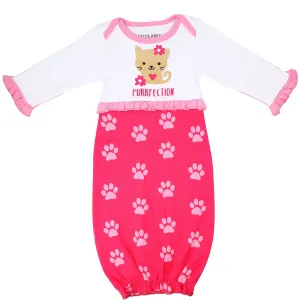 Pawprint Kitty Gown with Mitten Cuffs