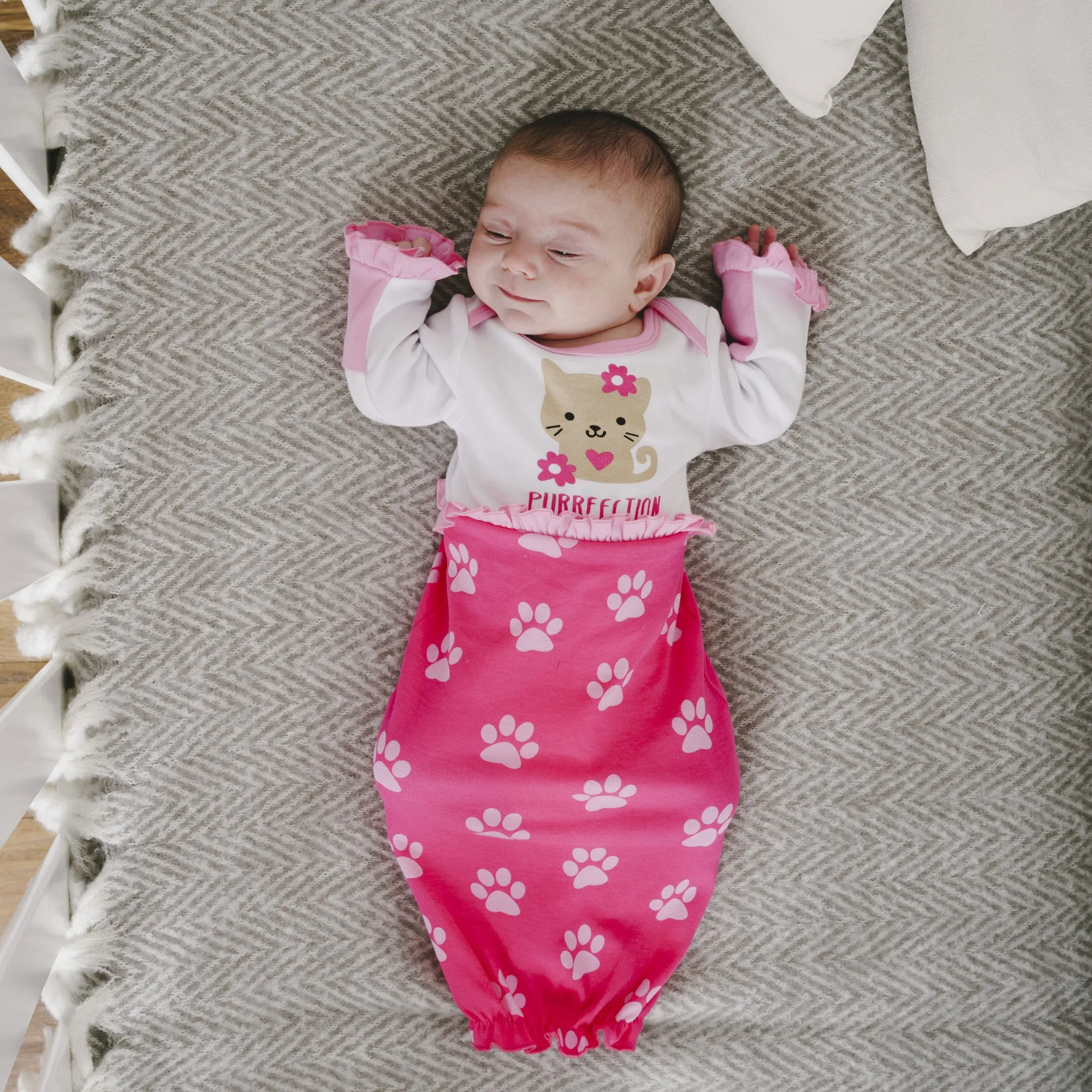Pawprint Kitty Gown with Mitten Cuffs