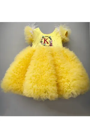 Personalised yellow honey bee motif embroidered dress