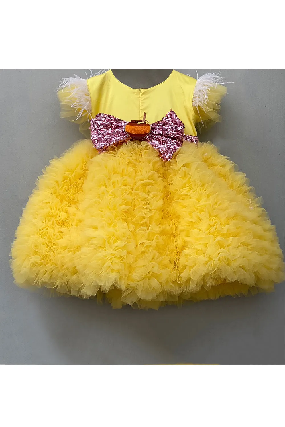Personalised yellow honey bee motif embroidered dress