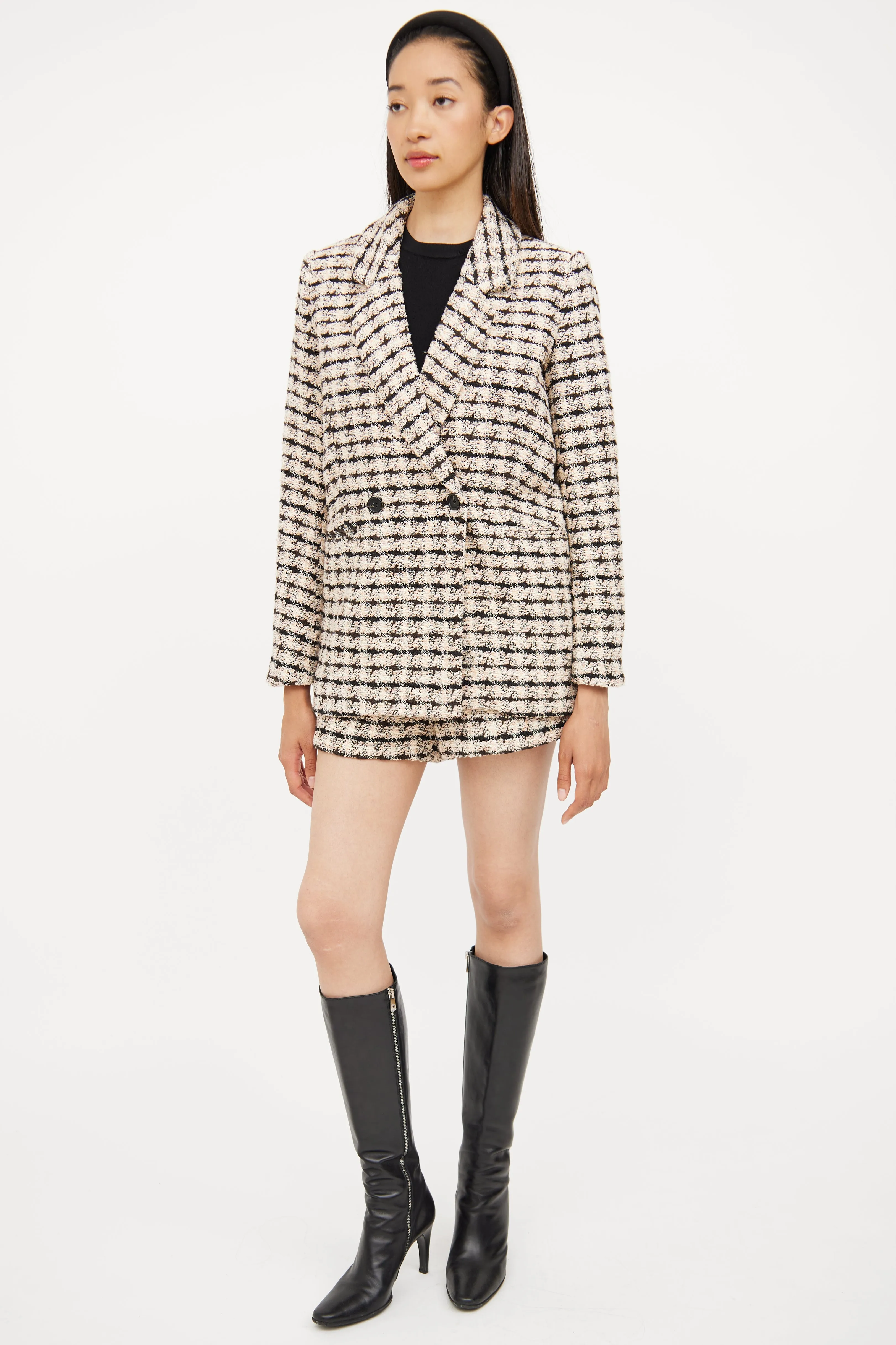 Pink & Black Tweed Short Set
