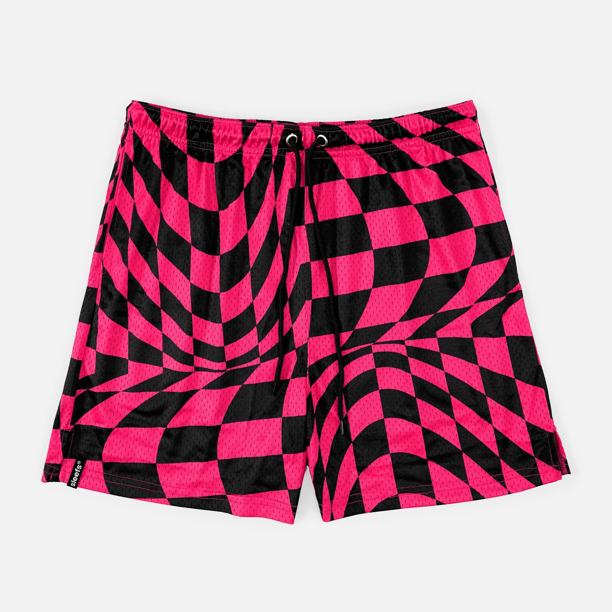 Pink Warped Checkered Shorts - 7"