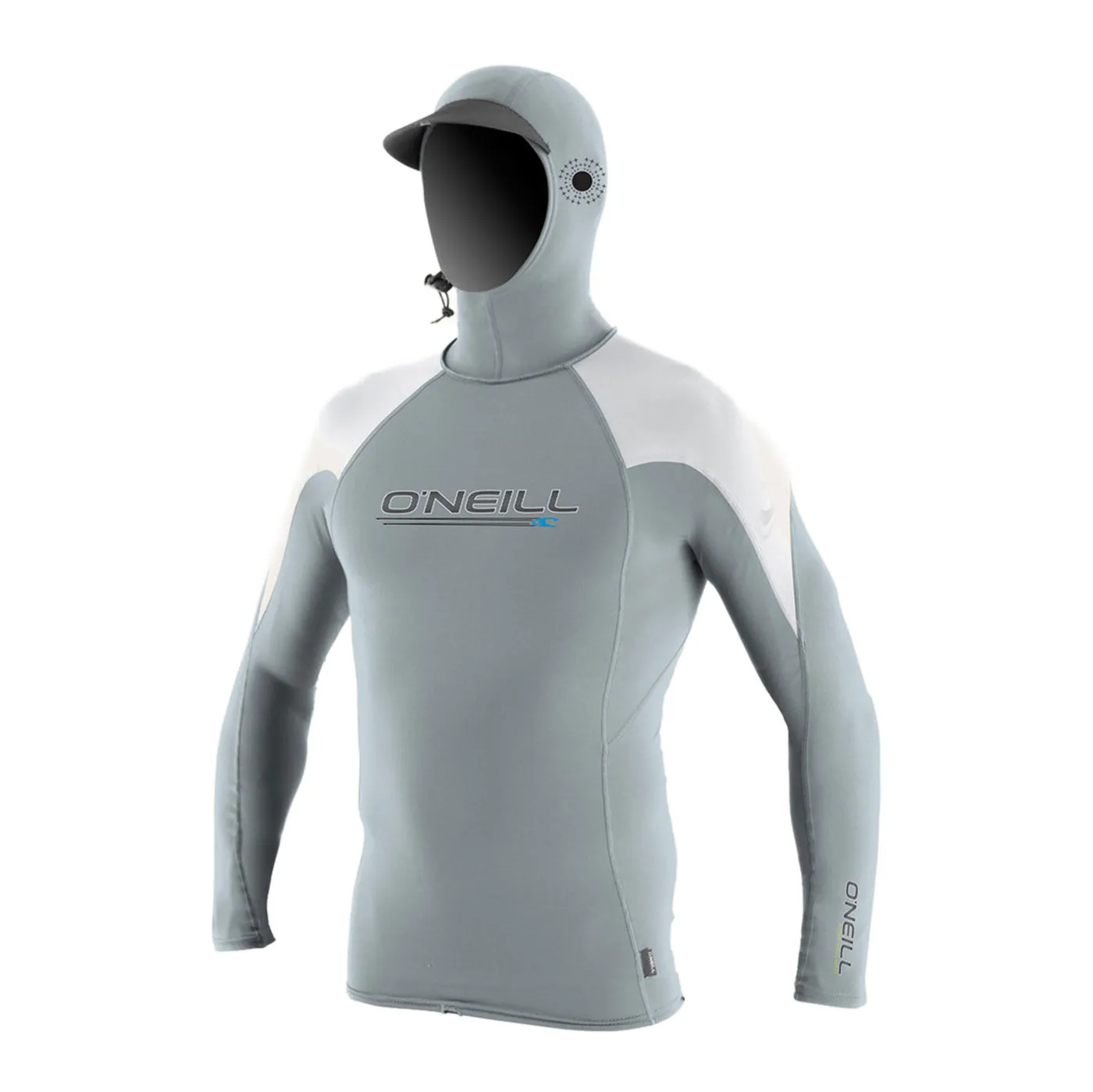 Premium Skins O'Zone L/S Rash Guard W/ Hood - Cool grey white/white