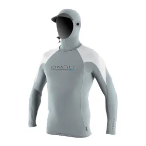 Premium Skins O'Zone L/S Rash Guard W/ Hood - Cool grey white/white