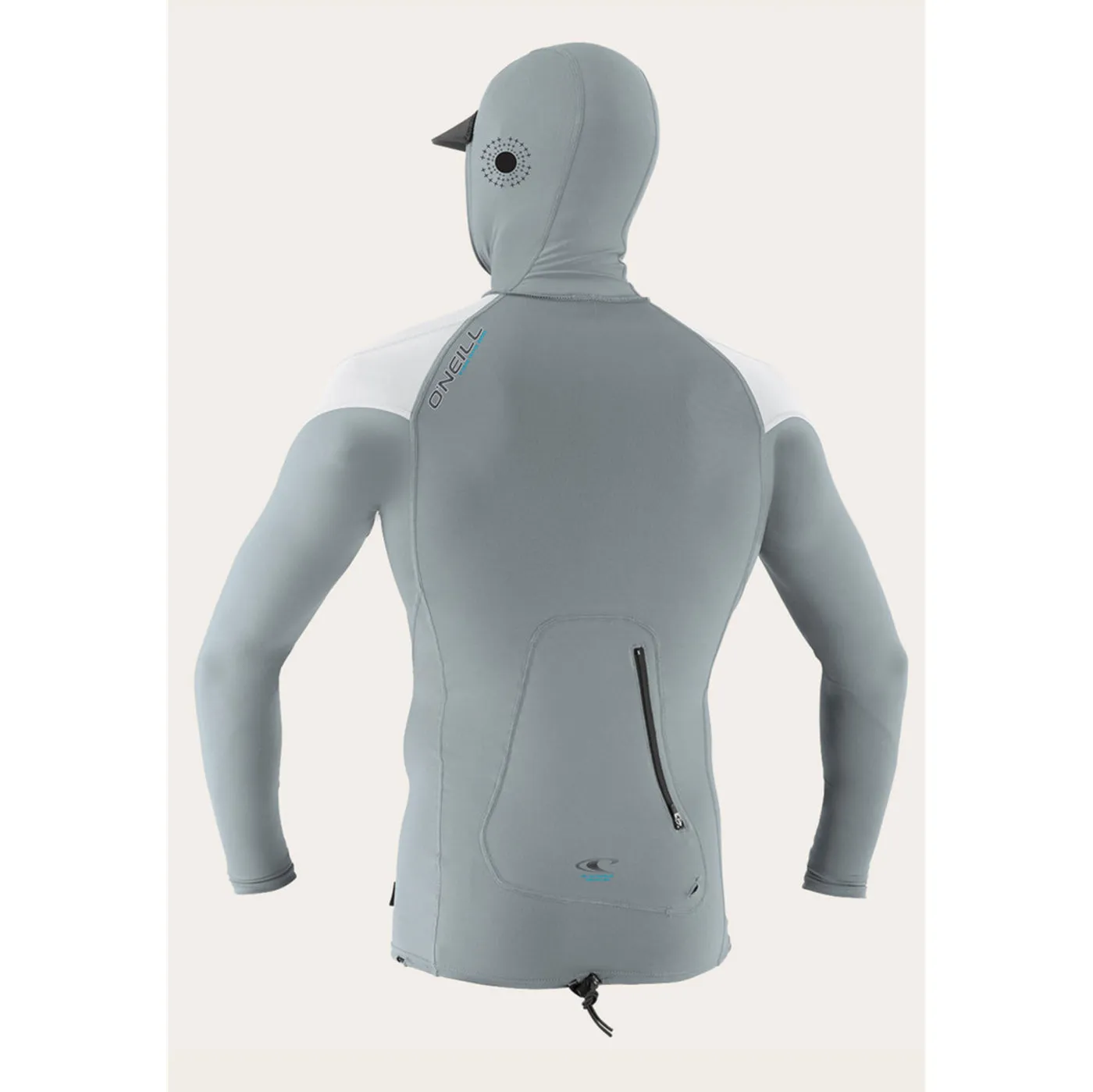 Premium Skins O'Zone L/S Rash Guard W/ Hood - Cool grey white/white