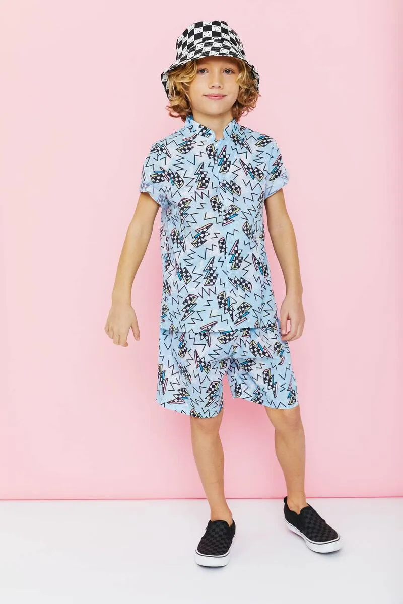 RACER LIGHTNING BUTTON DOWN AND SHORTS SET