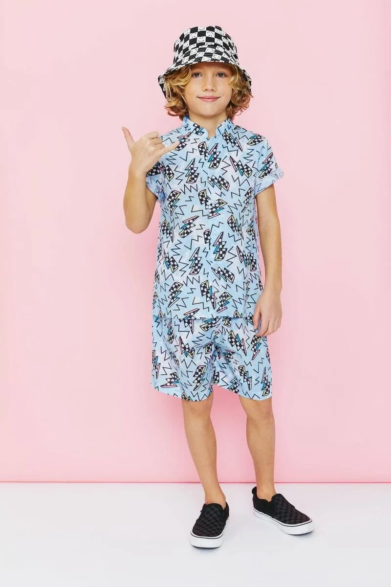 RACER LIGHTNING BUTTON DOWN AND SHORTS SET
