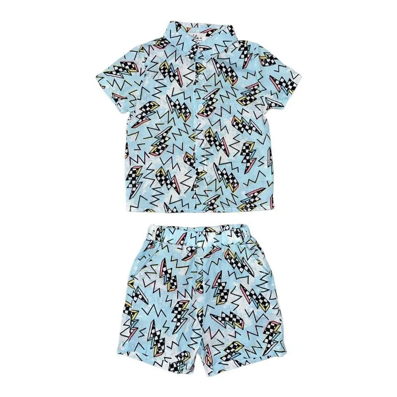RACER LIGHTNING BUTTON DOWN AND SHORTS SET