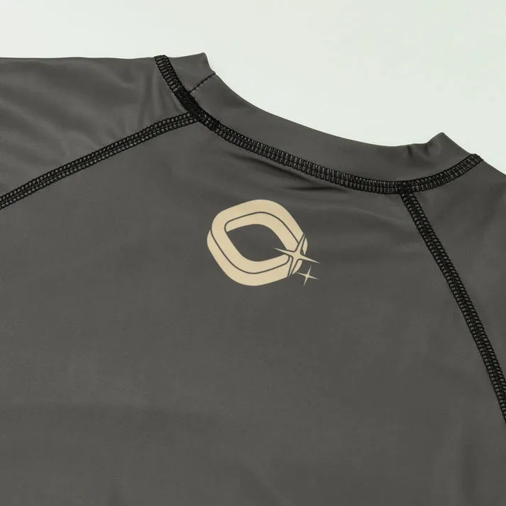 REBELLIOUS BEHAVIOR ARE YOU READY? HALF RASH GUARD (BROWN)