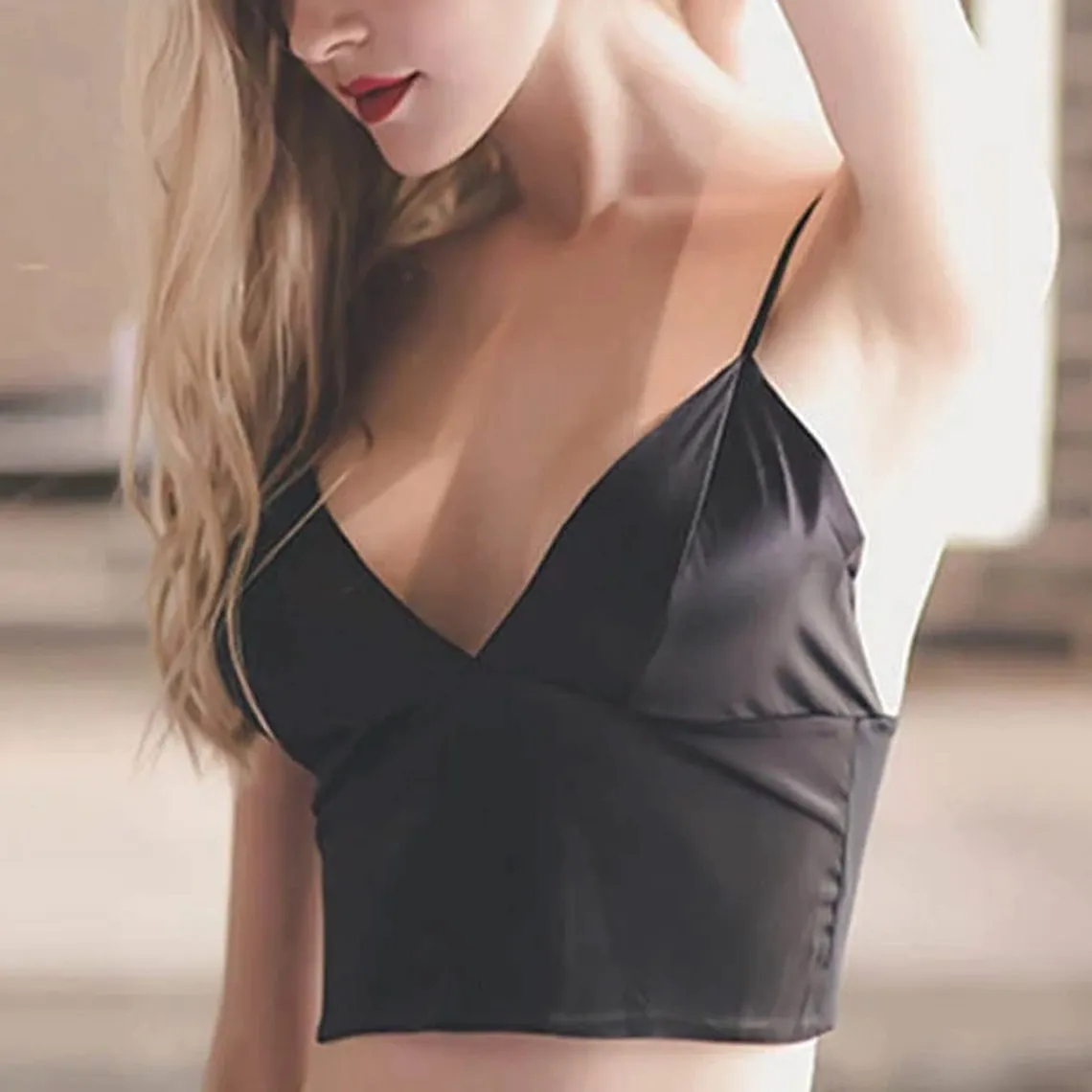 Satin Crop Tops Underwire Bralette Top