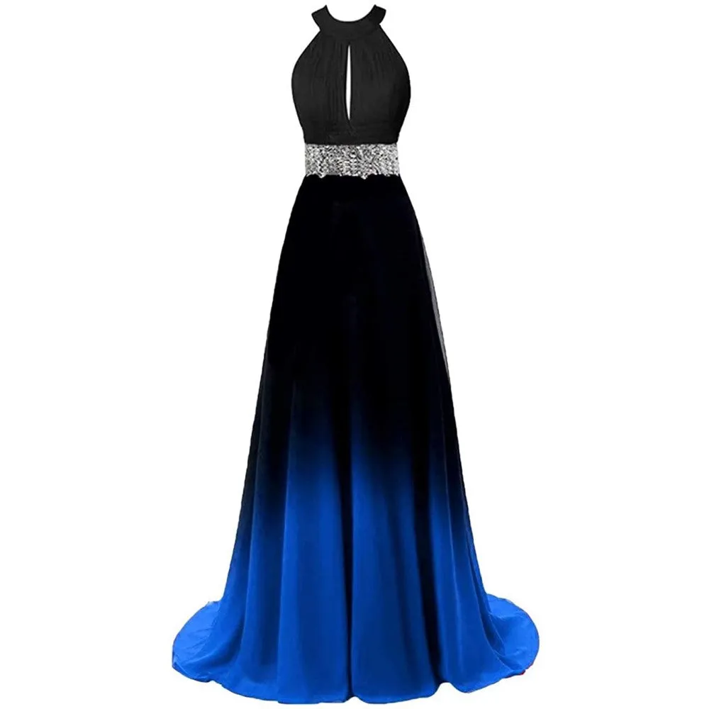 sd-hk Women's Gradient Evening Prom A Line Gowns