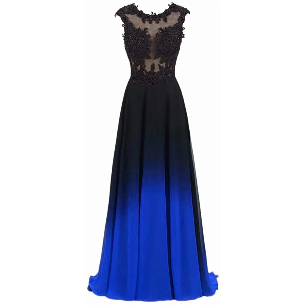 sd-hk Women's Gradient Evening Prom A Line Gowns