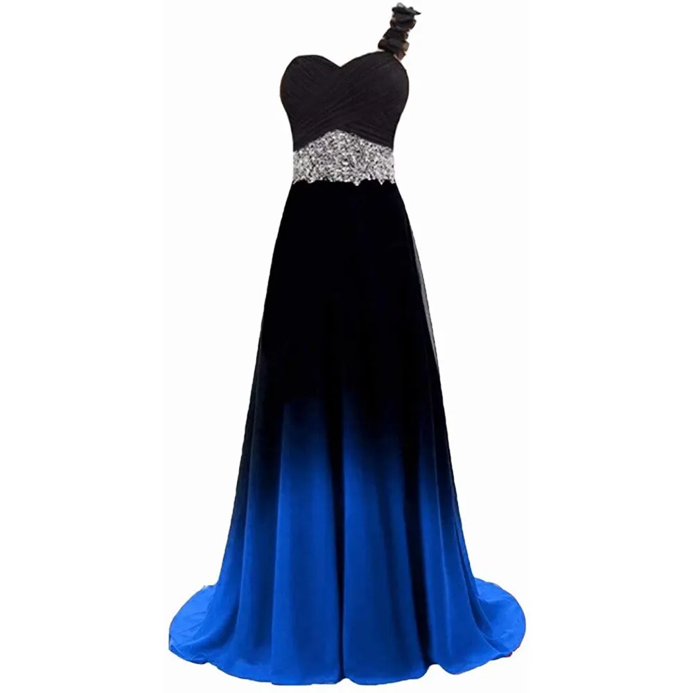 sd-hk Women's Gradient Evening Prom A Line Gowns