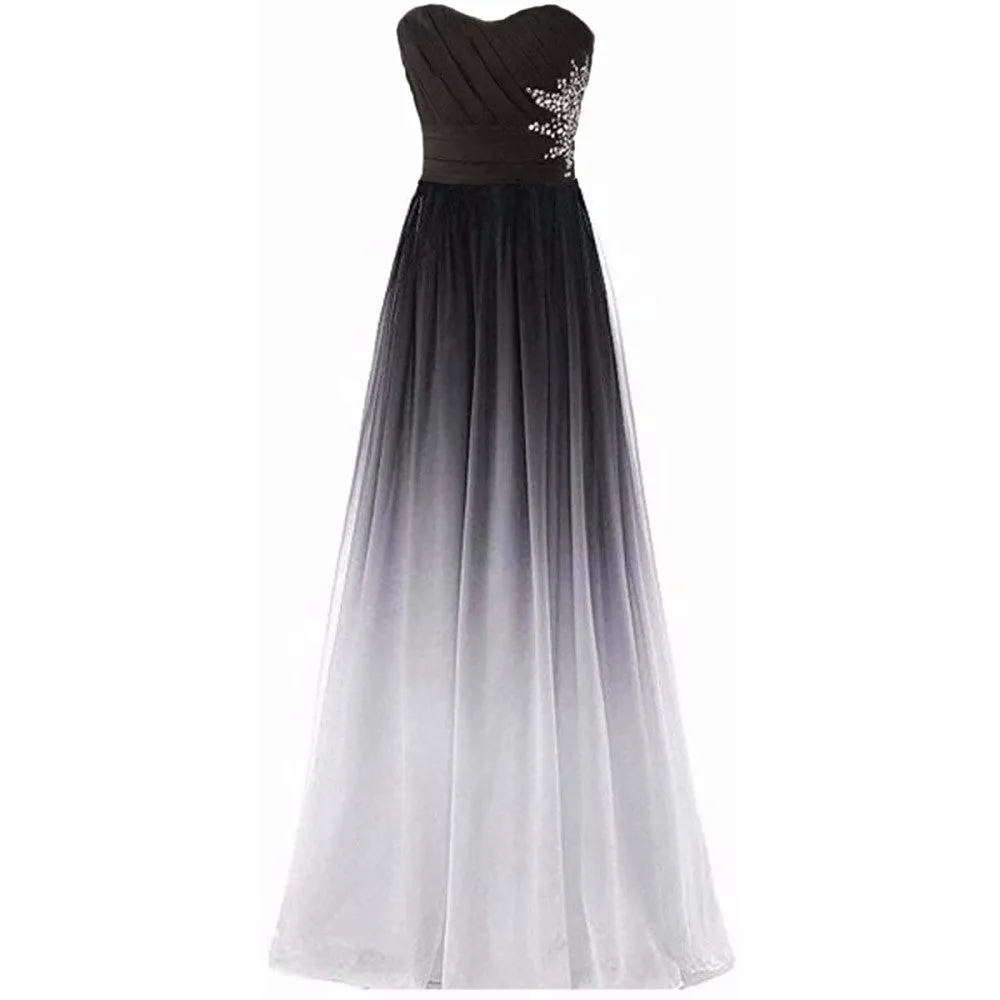 sd-hk Women's Gradient Evening Prom A Line Gowns