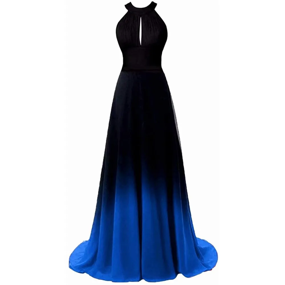 sd-hk Women's Gradient Evening Prom A Line Gowns