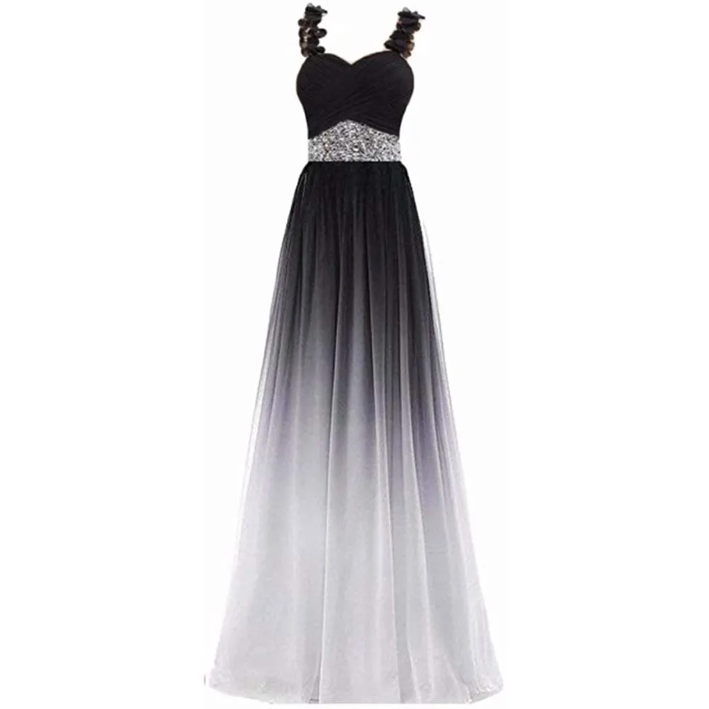 sd-hk Women's Gradient Evening Prom A Line Gowns