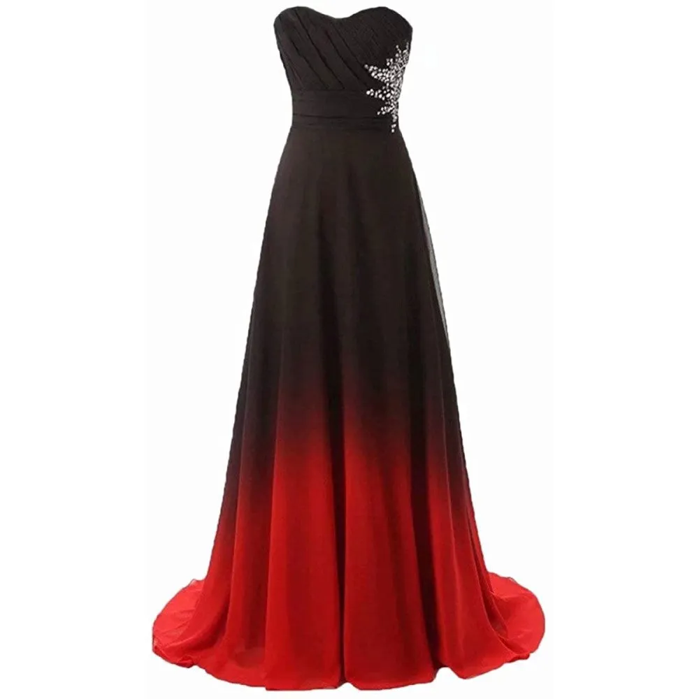 sd-hk Women's Gradient Evening Prom A Line Gowns