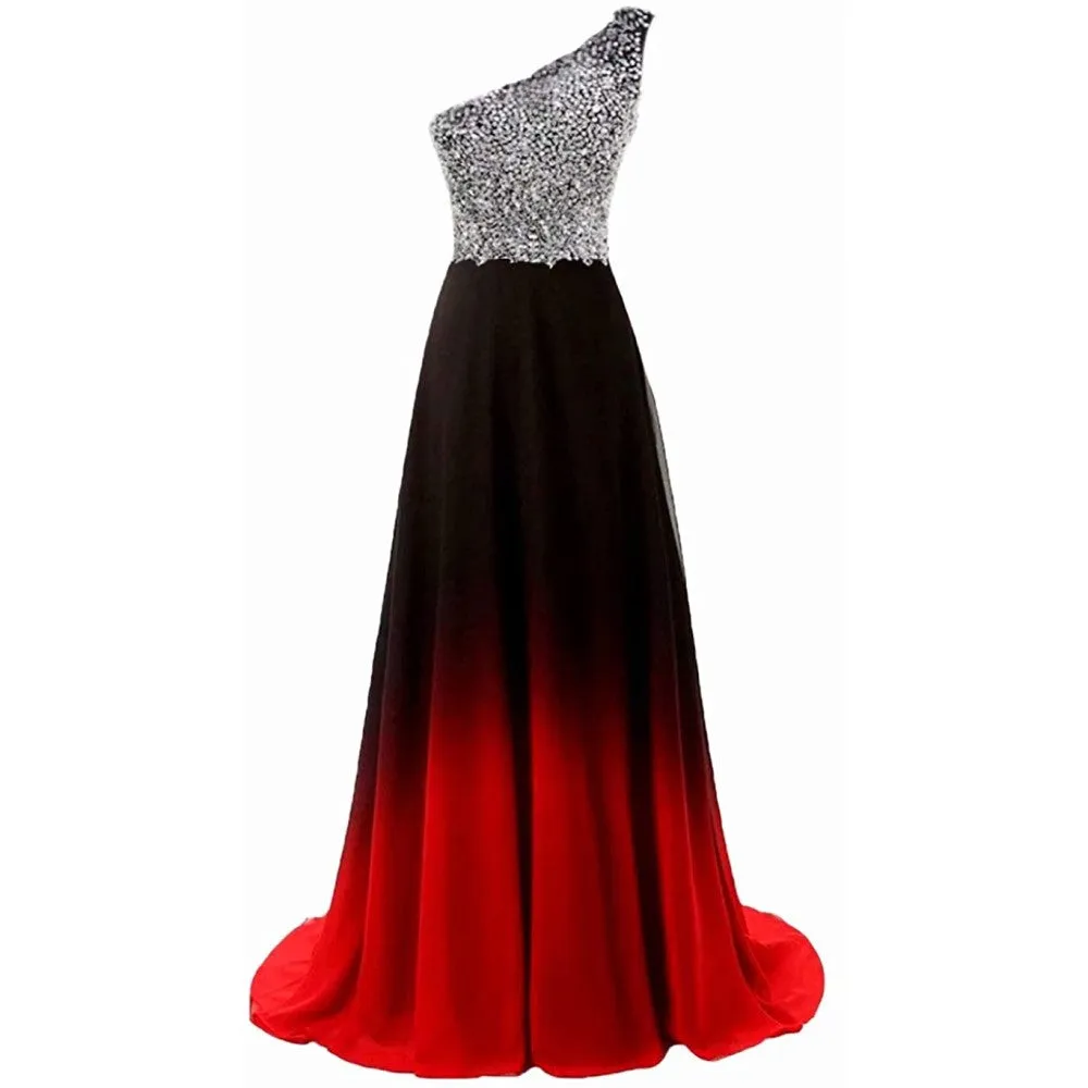 sd-hk Women's Gradient Evening Prom A Line Gowns