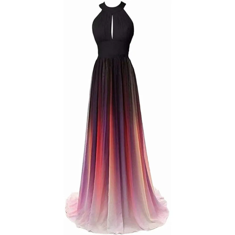 sd-hk Women's Gradient Evening Prom A Line Gowns
