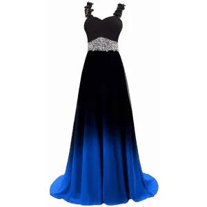 sd-hk Women's Gradient Evening Prom A Line Gowns