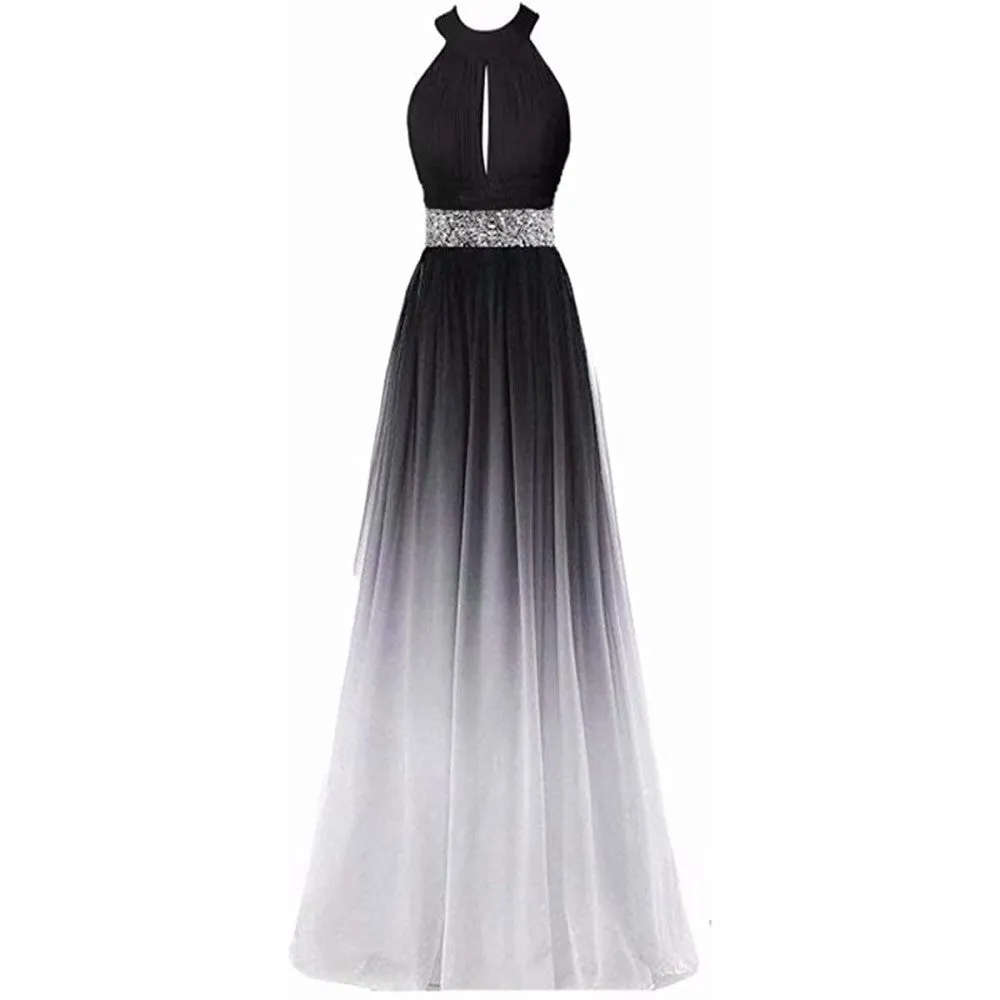 sd-hk Women's Gradient Evening Prom A Line Gowns