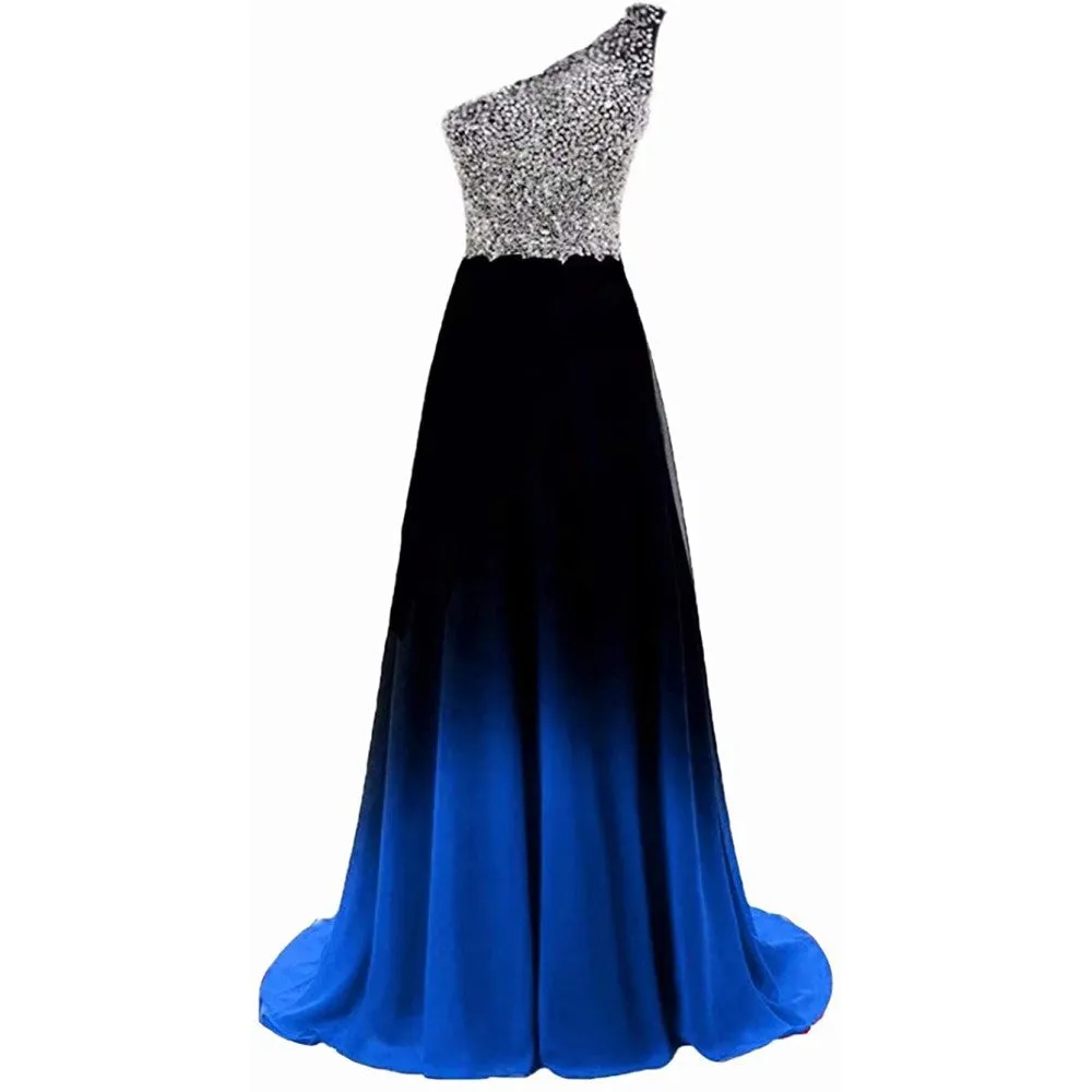 sd-hk Women's Gradient Evening Prom A Line Gowns