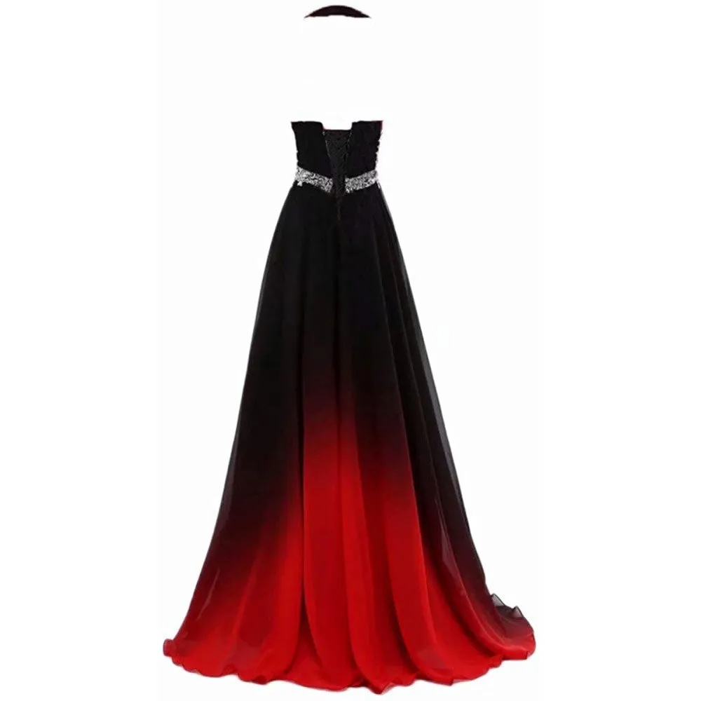 sd-hk Women's Gradient Evening Prom A Line Gowns