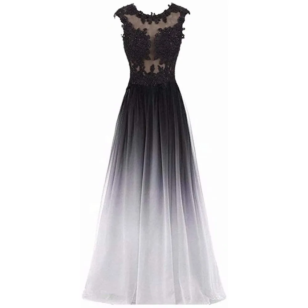 sd-hk Women's Gradient Evening Prom A Line Gowns