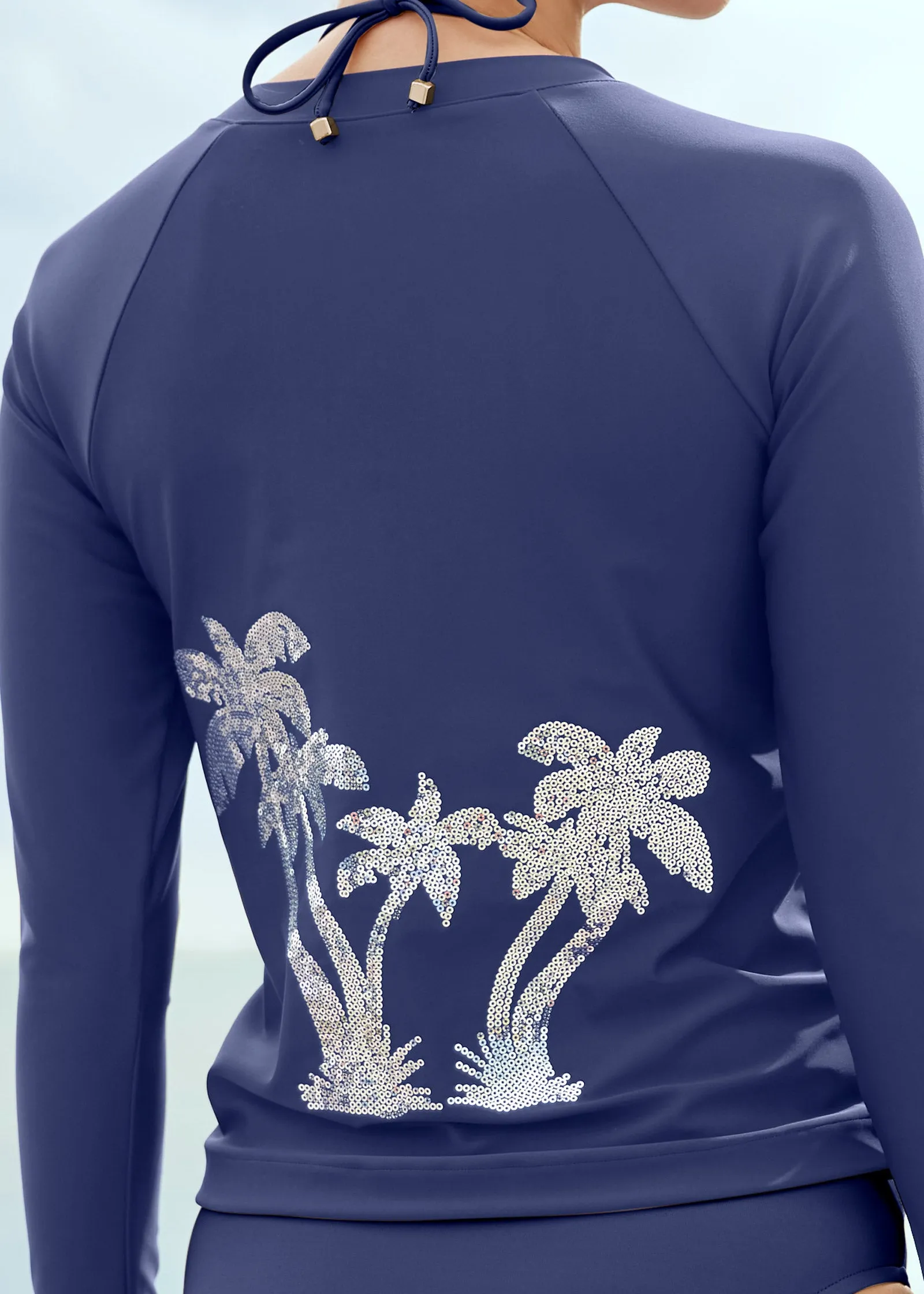 Sequin Zip Rash Guard - Ultramarine Blue