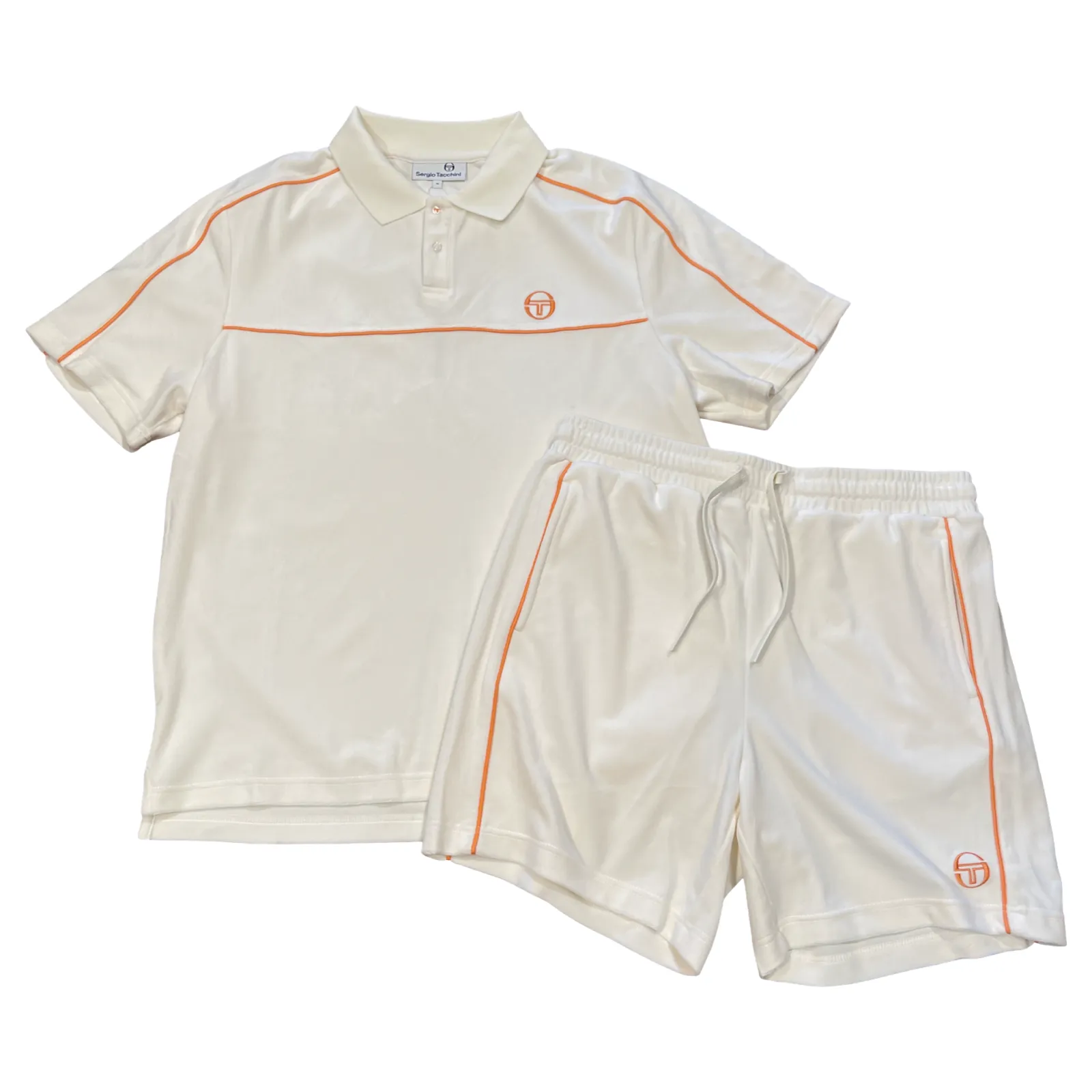 SERGIO TACCHINI LIONI VELOUR POLO SHORT SET-Men’s - GARDENIA