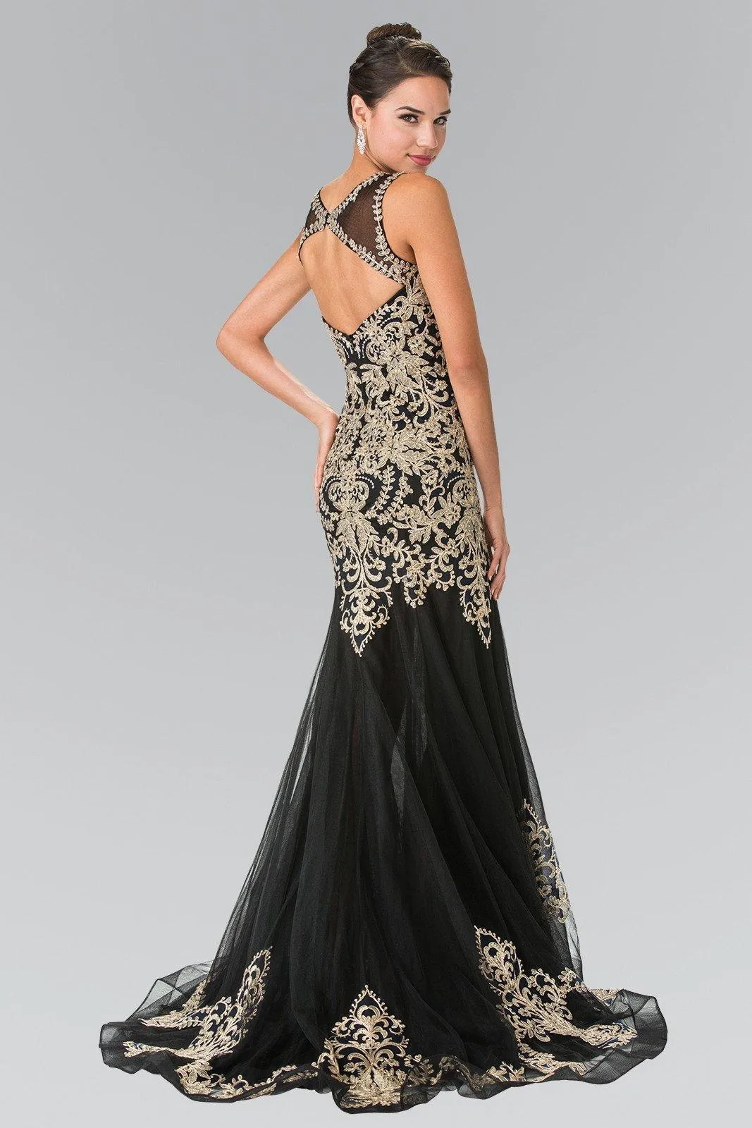 Sleeveless Embroidered Dress with Small Train by Elizabeth K GL2307