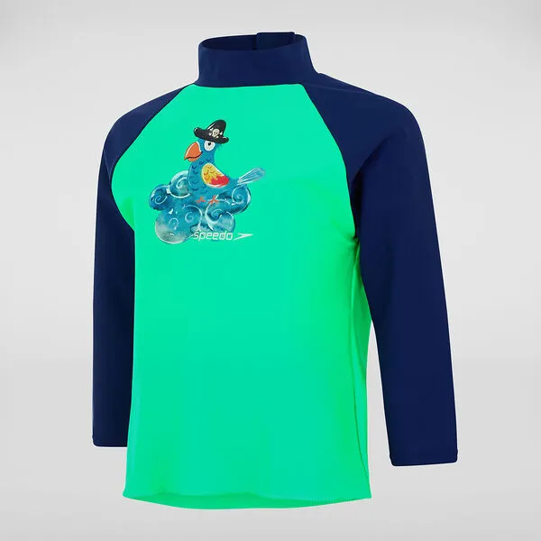 Speedo Toddler Boys LS Print Rashie - Green